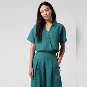 Athleta Playa Linen Set in Borealis Green NWT